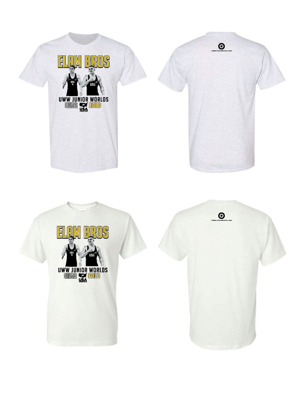 Elam Bros. Gildan DryBlend S/S T-Shirt, color: Ash Grey or White - Click Image to Close